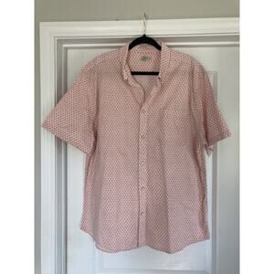 Faherty Shirt Stretch Playa Fishscale Print Pink Organic Cotton AOP Men Sz 2XL